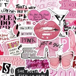 50 piece Y2K pink sticker pack NEWTrendy Pink Sticker Collection